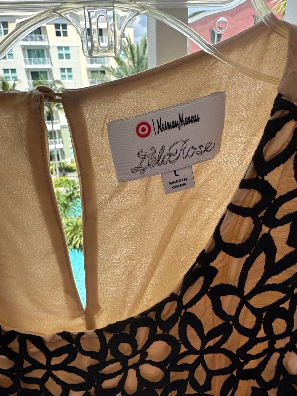 Dana Buchman Black Floral Lace Camisole with Beige Underlayer